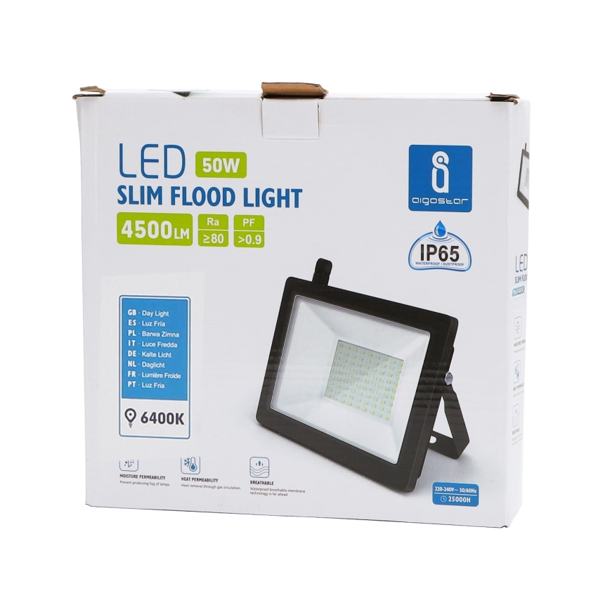 Aigostar - LED Prožektors LED/50W/230V 6400K IP65 melns
