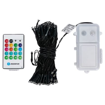 Aigostar - Regulējama LED āra Ziemassvētku virtene ar kustības sensoru 100xLED/3xAA 12m silti balta + tālvadība