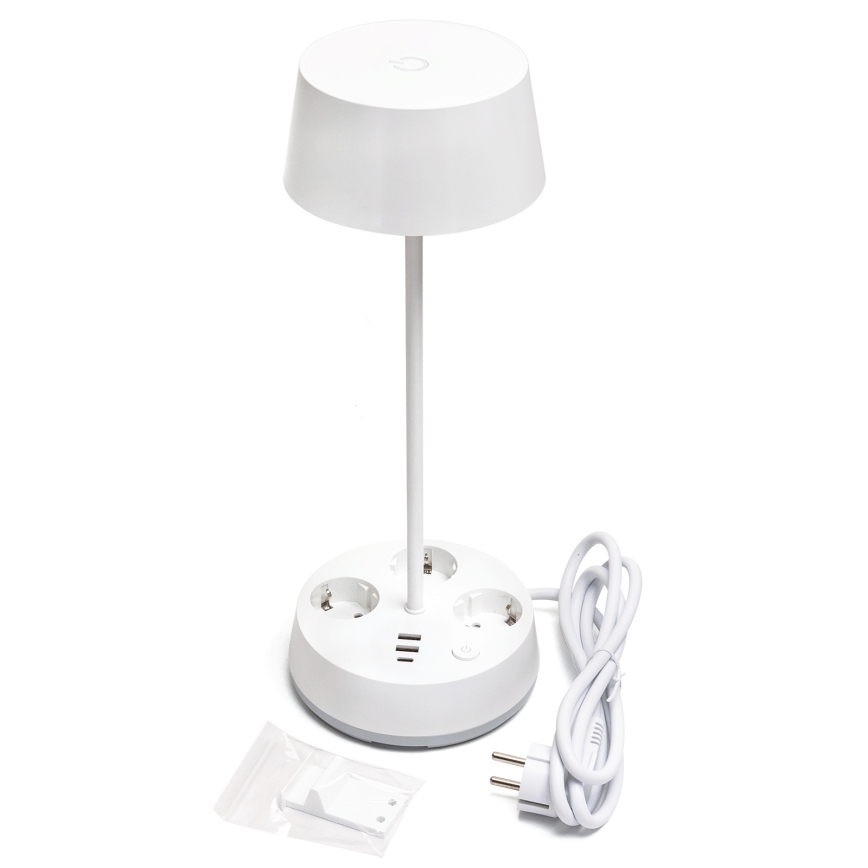 Aigostar - Regulējama LED galda lampa ar kontaktligzdām un USB LED/4,6W/230V 3000/4000/6500K balta