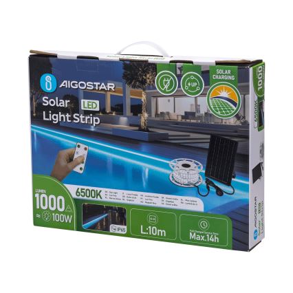 Aigostar - LED regulējama saules josla LED/20W/3,2V 20 m 2700K IP65 20000 mAh + tālvadības pults
