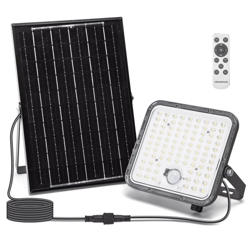 Aigostar - LED regulējams saules prožektors ar sensoru LED/120W/3,4V 6500K IP66 8000 mAh + tālvadības pults