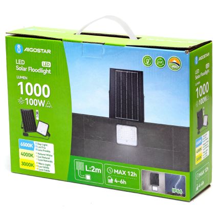 Aigostar - LED regulējams saules prožektors LED/100W/3,4V 3000/4000/6500K IP66 8000 mAh + tālvadība