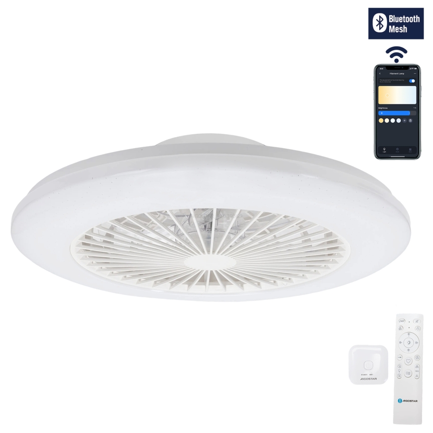 Aigostar - LED regulējams griestu gaismeklis ar ventilatoru LED/40W/230V 2700-6500K diametrs 48,5 cm balts + tālvadības pults