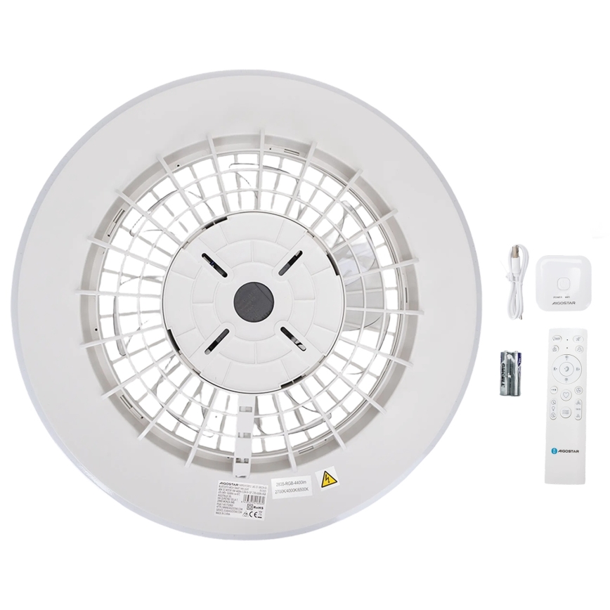 Aigostar - LED RGB Aptumšojama griestu lampa ar ventilatoru MESH LED/40W/230V 2700-6500K balta + tālvadības pults