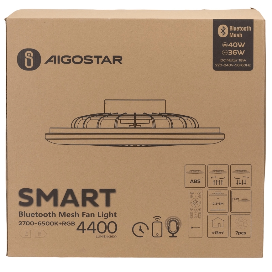 Aigostar - LED RGB Aptumšojama griestu lampa ar ventilatoru MESH LED/40W/230V 2700-6500K balta + tālvadības pults