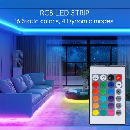 Aigostar - LED RGB Aptumšojama josla 3m LED/24W/12/230V IP65 + tālvadības pults