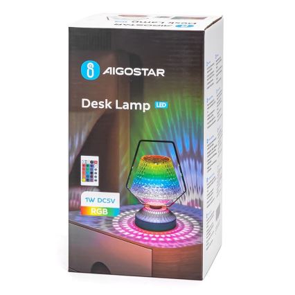 Aigostar - LED RGB Aptumšojama, lādējama galda lampa LED/1W/5V 1800mAh 20 cm + tālvadības pults