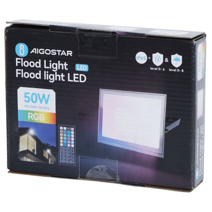 Aigostar - LED RGB aptumšojams prožektors LED/50W/230V IP65 + tālvadība
