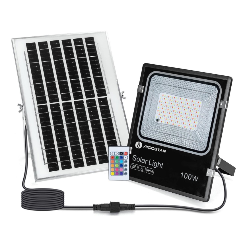 Aigostar - LED RGB Aptumšojams saules enerģijas prožektors LED/100W/3,2V IP66 + tālvadības pults