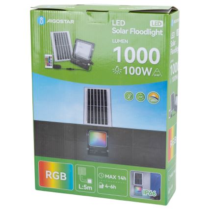 Aigostar - LED RGB Aptumšojams saules enerģijas prožektors LED/100W/3,2V IP66 + tālvadības pults