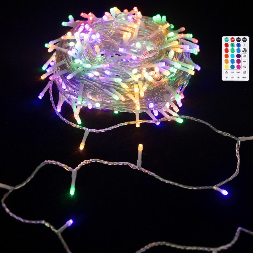 Aigostar - LED RGB āra Ziemassvētku virtene 50xLED/7 funkcijas 4xAA 5,3m IP44 daudzkrāsaina + tālvadības pults
