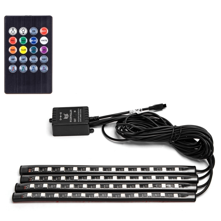 Aigostar - LED RGB regulējamās sloksnes automašīnai LED/4,5W/5V + tālvadība