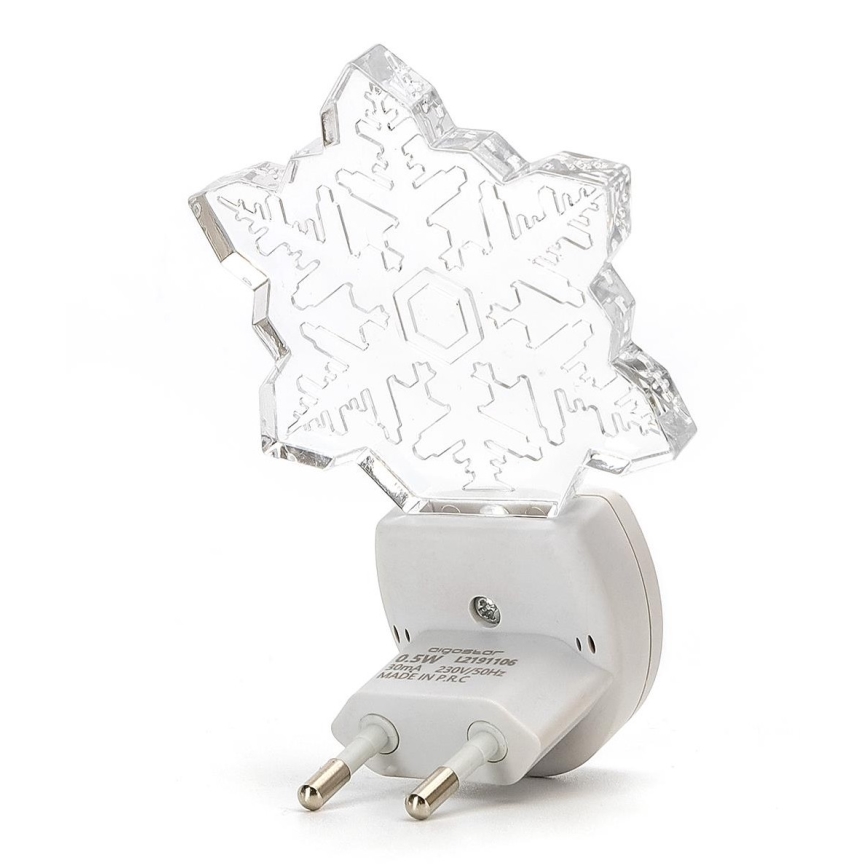 Aigostar - LED RGB Nakts lampiņa ar krēslas sensoru LED/0,5W/230V sniegpārsliņa