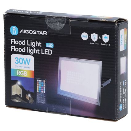 Aigostar - LED RGB aptumšojams prožektors LED/30W/230V IP65 + tālvadība