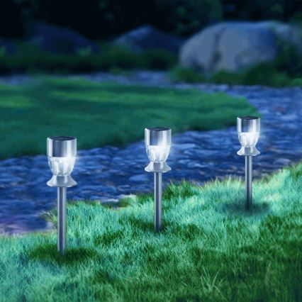 Aigostar - LED RGB Saules eneģijas lampa LED/0,006W/1,2V 35,5 cm 100 mAh matēts hroms IP44