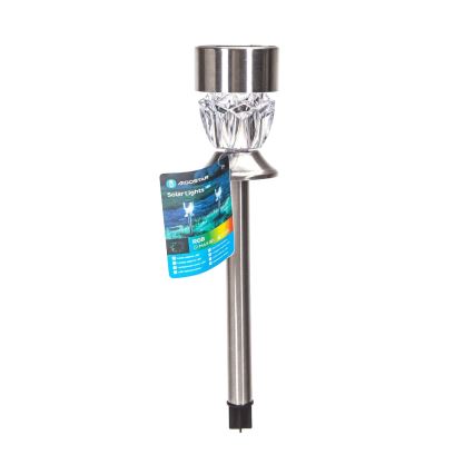 Aigostar - LED RGB Saules eneģijas lampa LED/0,006W/1,2V 35,5 cm 100 mAh matēts hroms IP44