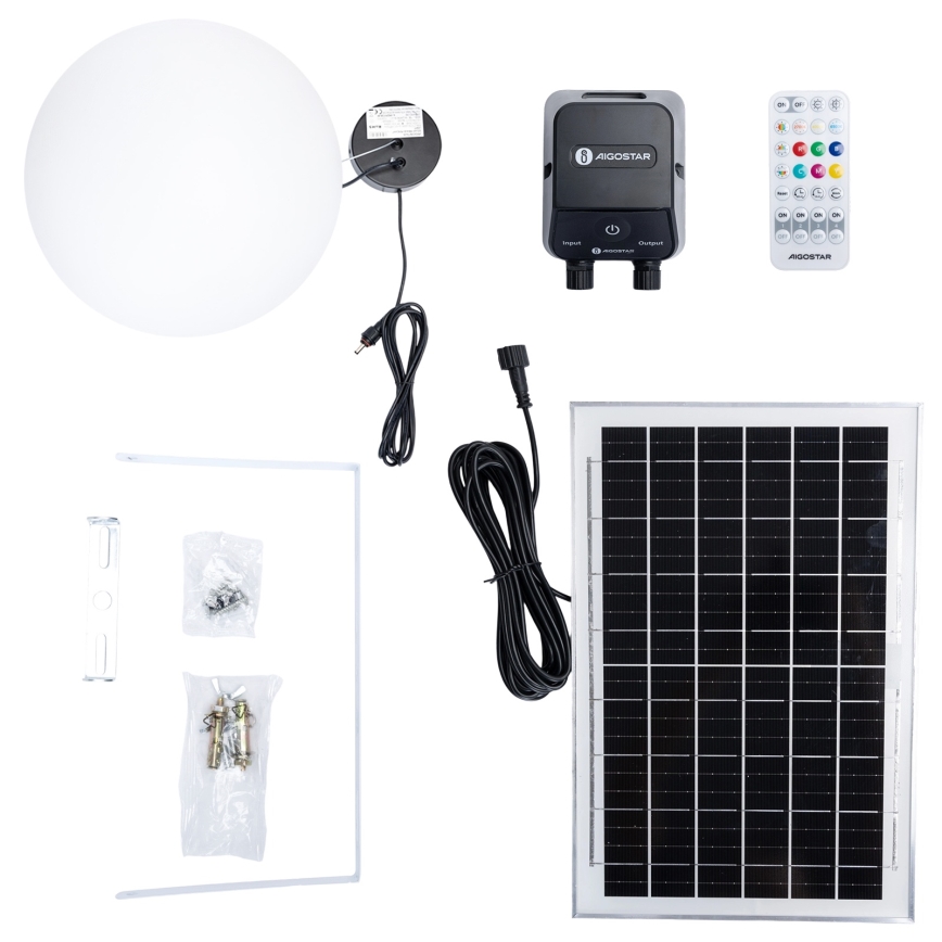 Aigostar - LED RGB Aptumšojama saules enerģijas lampa MESH LED/5W/3,7V 8000 mAh 2700K-6500K IP65 d. 30 cm