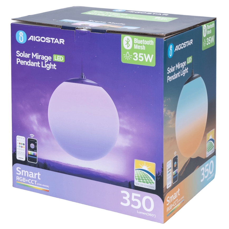 Aigostar - LED RGB Aptumšojama saules enerģijas lampa MESH LED/5W/3,7V 8000 mAh 2700K-6500K IP65 d. 30 cm