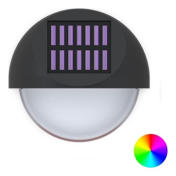 Aigostar - LED RGB Saules enerģijas sienas lampa LED/1W/1,2V melna IP44