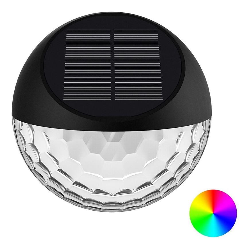 Aigostar - LED RGB Saules enerģijas sienas lampa LED/2W/1,2V 300 mAh melna IP44