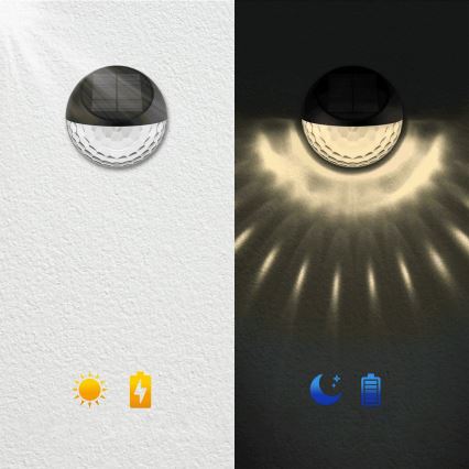 Aigostar - LED RGB Saules enerģijas sienas lampa LED/2W/1,2V 300 mAh melna IP44