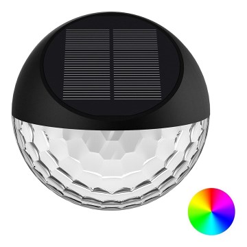 Aigostar - LED RGB Saules sienas lampa LED/2W/1,2V 300 mAh melna IP44