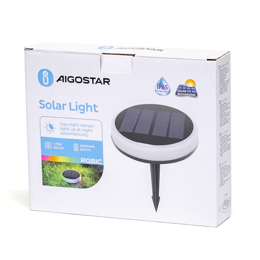 Aigostar - LED RGBIC Saules gaismeklis LED/0,6W/3,7V IP65 2000 mAh