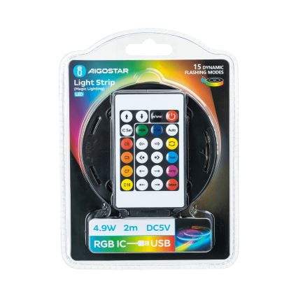 Aigostar - LED RGBIC regulējama sloksne 2m LED/4,9W/5V + ar tālvadības pulti