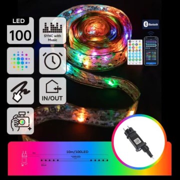 Aigostar - LED RGBICW āra Ziemassvētku virtene 100 LED 10 m IP44 + tālvadības pults