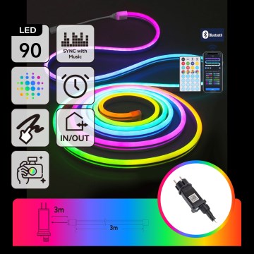 Aigostar - LED RGBICW vieda āra Ziemassvētku gaismas virtene MESH 90xLED 3m IP44 + ar tālvadības pulti