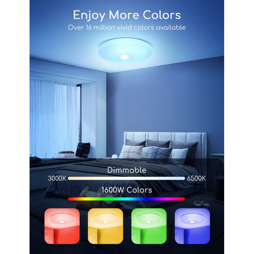 Aigostar - LED RGBW Aptumšojama griestu lampa 18W/230V d. 34 cm Wi-Fi