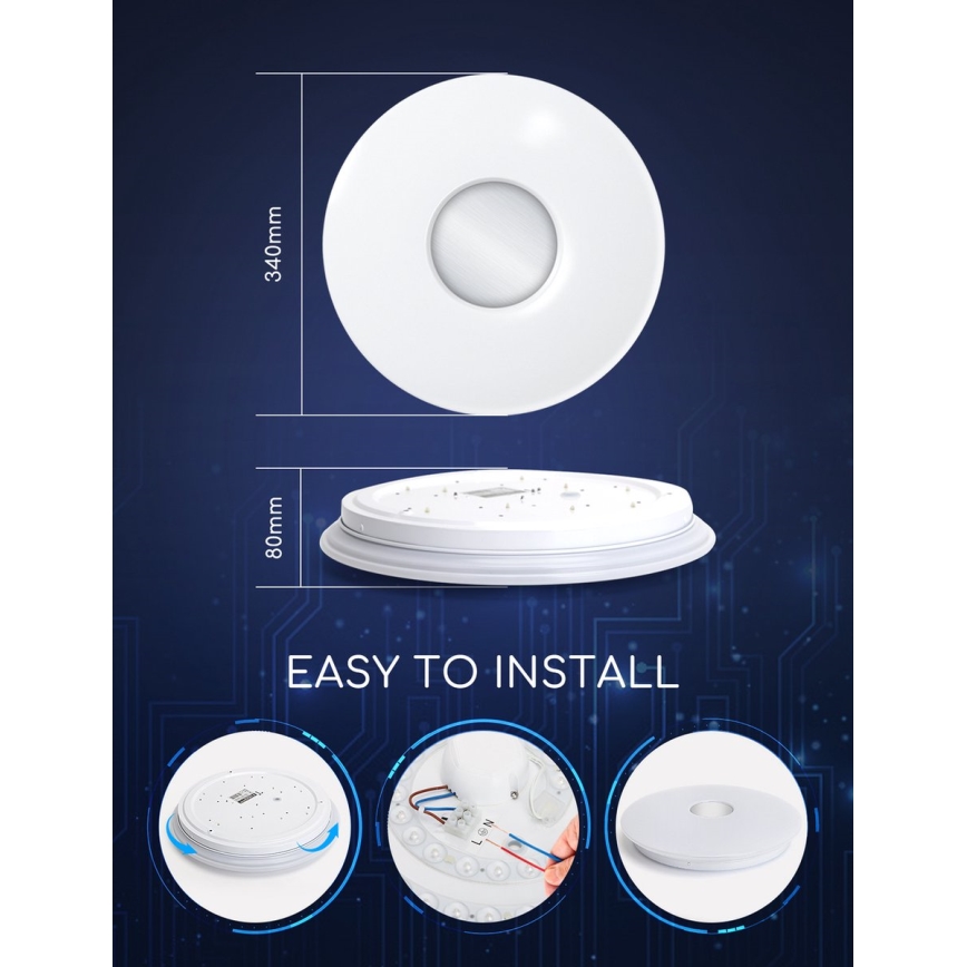 Aigostar - LED RGBW Aptumšojama griestu lampa 18W/230V d. 34 cm Wi-Fi