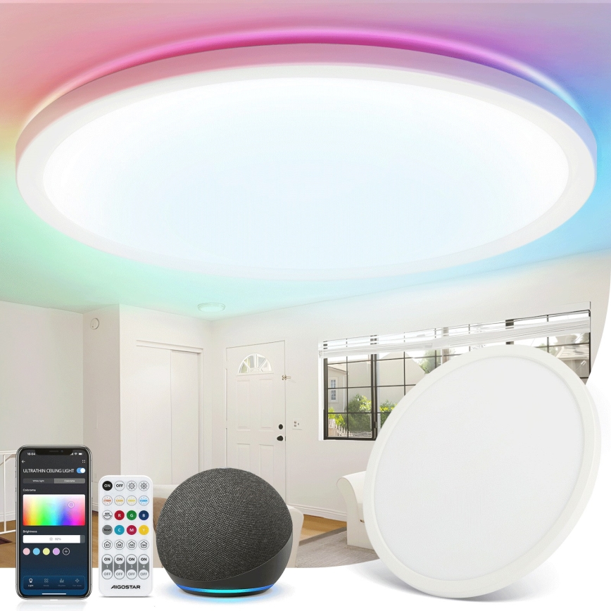 Aigostar - LED RGBW Aptumšojama griestu lampa MESH LED/24W/230V 3000-6500K balta + tālvadības pults