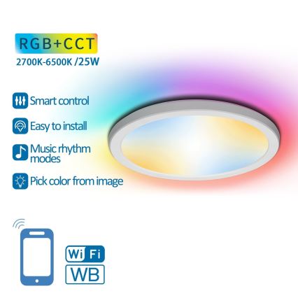 Aigostar - LED RGBW Aptumšojama griestu lampa LED/25W/230V 2700-6500K Wi-Fi