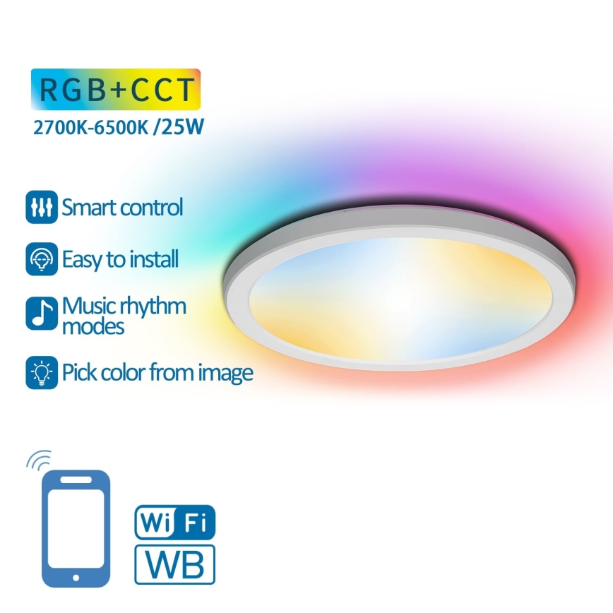Aigostar - LED RGBW Aptumšojama griestu lampa LED/25W/230V 2700-6500K Wi-Fi