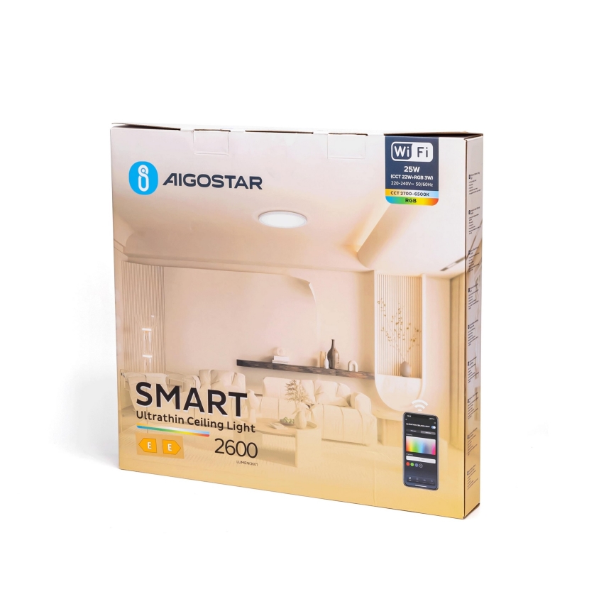 Aigostar - LED RGBW Aptumšojama griestu lampa LED/25W/230V 2700-6500K Wi-Fi