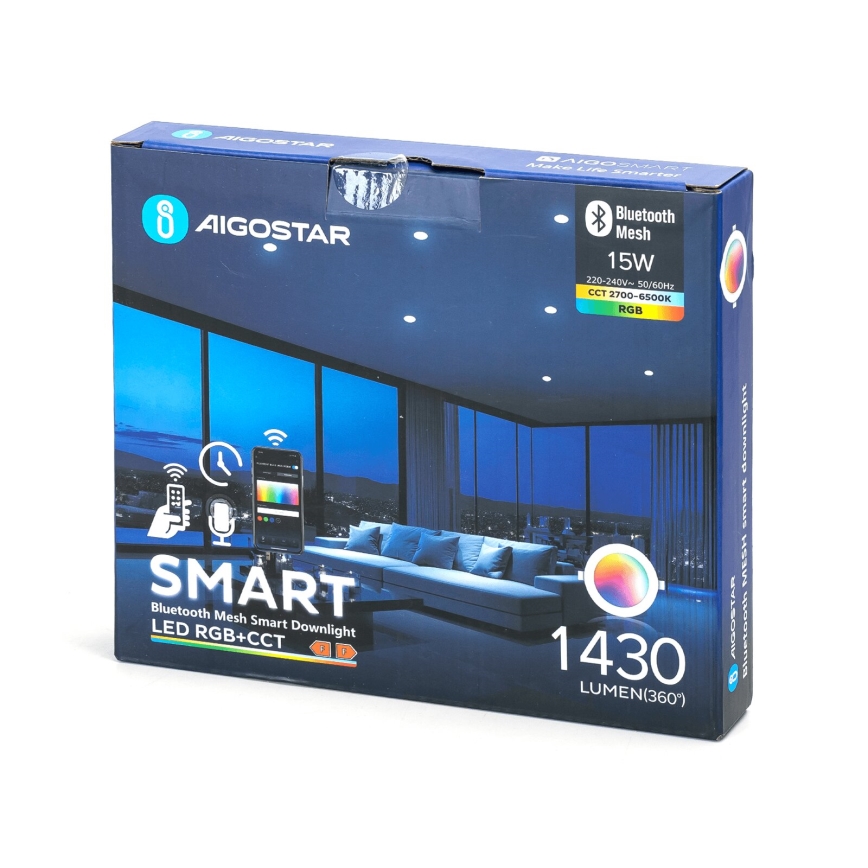 Aigostar - LED RGBW Aptumšojama iegremdējama lampa MESH LED/15W/230V 2700-6500K d. 17 cm