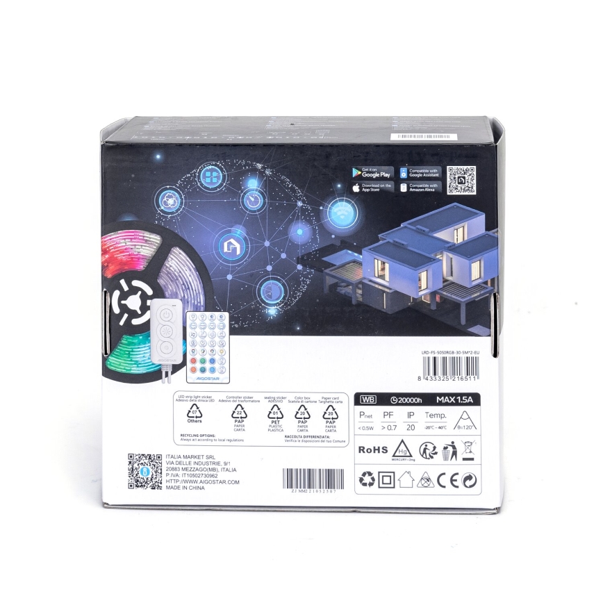 Aigostar - LED RGBW Aptumšojama josla LED/18W/12V 2x5 m Wi-Fi
