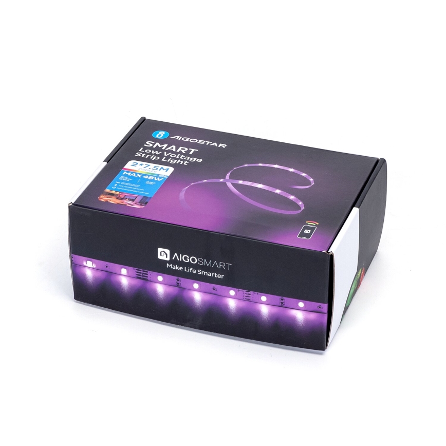Aigostar - LED RGBW Aptumšojama josla LED/48W/12V 2x7,5 m Wi-Fi