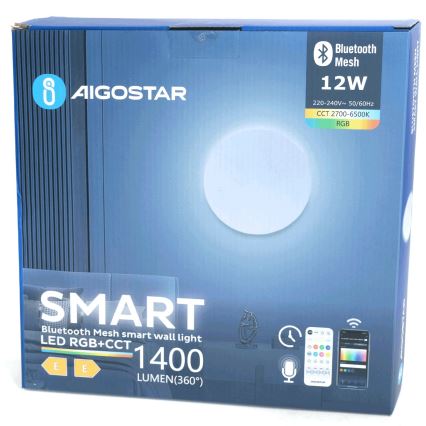 Aigostar - LED RGBW Aptumšojama sienas lampa MESH Viedā LED/12W/230V 2700-6500K balta + tālvadības pults