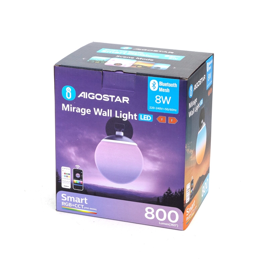Aigostar - LED RGBW Aptumšojama sienas lampa MESH Viedā LED/8W/230V + tālvadības pults