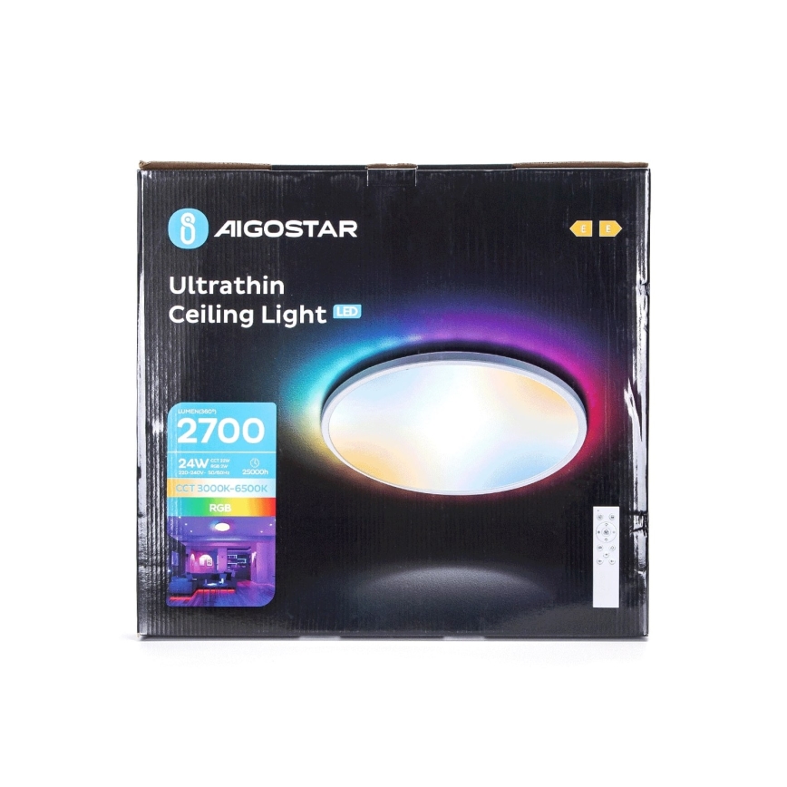Aigostar - LED RGBW Aptumšojama vannas istabas griestu lampa LED/24W/230V 3000-6500K d. 42 cm IP44 + tālvadības pults