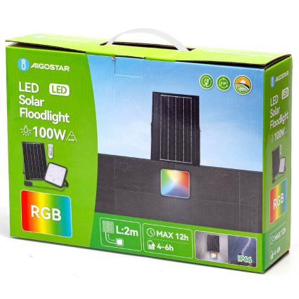 Aigostar - LED RGBW Aptumšojams saules enerģijas prožektors LED/100W/3,4V IP66 + tālvadības pults
