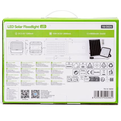 Aigostar - LED RGBW Aptumšojams saules enerģijas prožektors LED/100W/3,4V IP66 + tālvadības pults