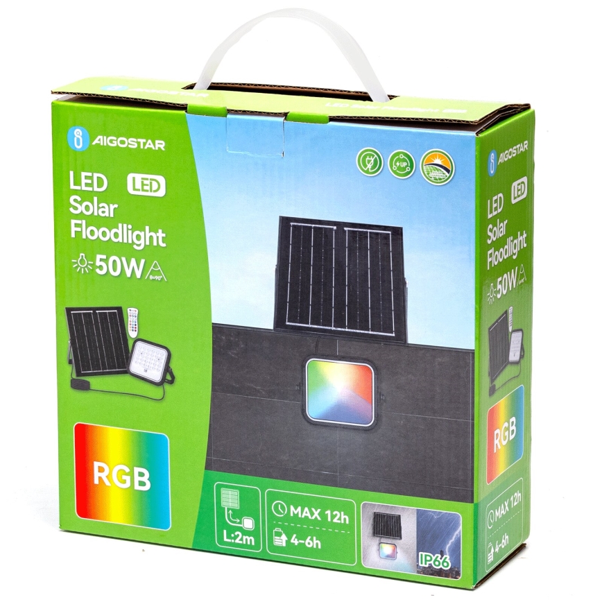 Aigostar - LED RGBW Aptumšojams saules enerģijas prožektors LED/50W/3,4V IP66 + tālvadības pults