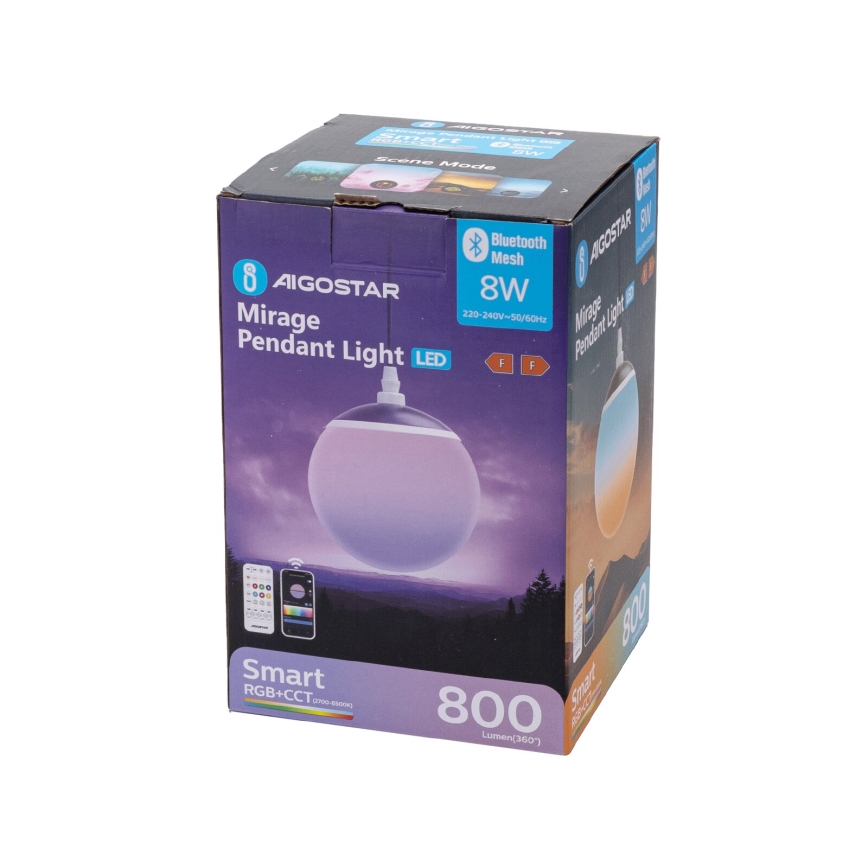 Aigostar - LED RGBW Aptumšojuma lustra ar auklu MESH LED/8W/230V 2700-6500K balta + tālvadības pults
