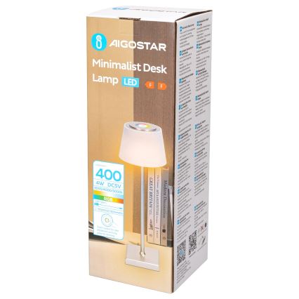 Aigostar - LED RGBW Aptumšojama uzlādējama āra galda lampa LED/4W/5V 3600mAh balta/hroms IP54