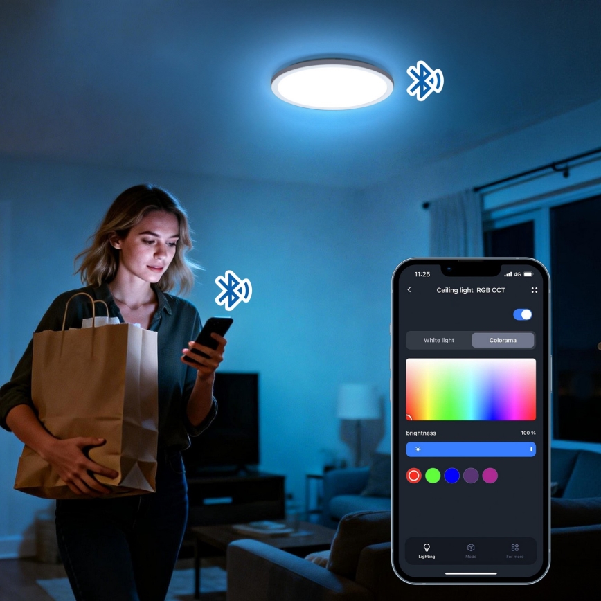 Aigostar - LED RGBW regulējama griestu lampa MESH LED/36W/230V 3000-6500K melna + tālvadības pults