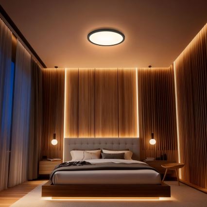 Aigostar - LED RGBW regulējama griestu lampa MESH LED/36W/230V 3000-6500K melna + tālvadības pults