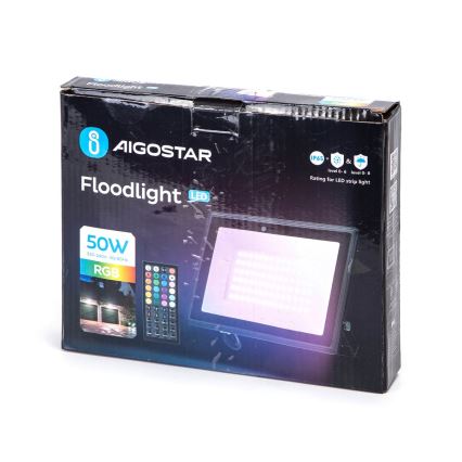 Aigostar - LED RGBW regulējams prožektors LED/50W/230V IP65 + tālvadība